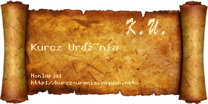 Kurcz Uránia névjegykártya